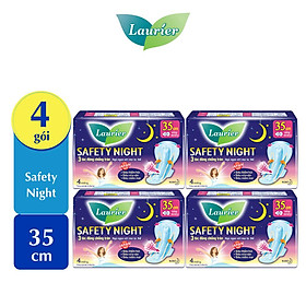 Combo 4 gói Băng vệ sinh Laurier Safety Night Đêm Siêu An Toàn 35 cm 4 miếng