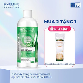 Nước tẩy trang làm dịu mát da 3 trong 1 chiết xuất Lô hội Facemed Eveline 400ml