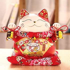 Mua Mèo Thần Tài May Mắn Tài Lộc 10 cm Tặng Kèm Đệm Gốm Sứ Cao Cấp - Khai Vận Đón Tết