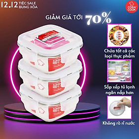 Mua Bộ 3 hộp thủy tinh chịu nhiệt hình vuông dung tích 320ml- CCS33