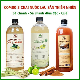 ComBo 3 Chai Nước Lau Sàn Thảo Mộc - Hương Sả Chanh , Sả Chanh Đậm Đặc , Hương Quế - Thể Tích 1 Lít