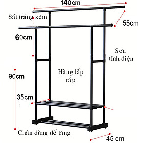 Mua Giá/ Sào phơi đồ sơn tĩnh điện có kệ - chịu lực 200kg - Giá tại xưởng