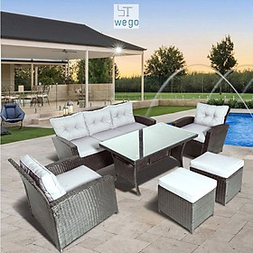 WEGO BỘ SOFA MÂY NHỰA NGOÀI TRỜI/ BỘ SOFA SÂN VƯỜN 5 CHỖ NGỒI//Outdoor Furniture Rattan Chair Sofa Dining Set Balcony Table Garden 5 seater