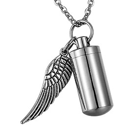 Angel Wing Cylinder Urn Necklace Keepsake Jewelry for Loved Ones Mom Dad