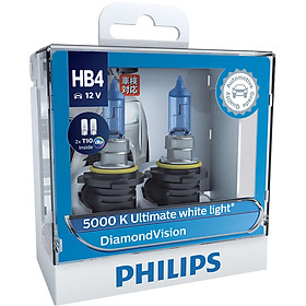 Hộp 2 Bóng Đèn Pha Xe Hơi Philips DiamondVision HB4 9006DVSL 12V 55W 5000K