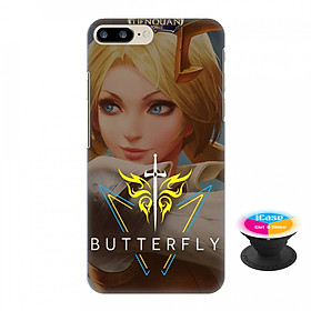 Ốp lưng nhựa dẻo dành cho iPhone 7 Plus in hình Butterfly - Tặng Popsocket in logo iCase - Hàng Chính Hãng
