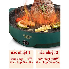 Bếp Nướng Điện 26cm, Chảo Nướng Điện Không Khói 600W Chống Dính Đa Năng BBQ Tại Nhà - Hàng Chính Hãng