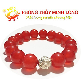 Vòng tay tay đáMã Não Đỏ mix 1 hạt kim tiền bằng bạc hợp mệnh Hỏa và Thổ