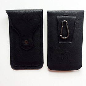 Bao da túi 2 ngăn đeo hông thắt lưng loại đứng cho điện thoại nhiều size từ  5 inch đến 6.5 inch