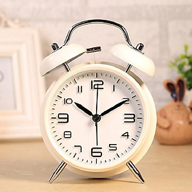 Đồng Hồ Để Bàn, Đồng Hồ Báo Thức Quả Chuông Reo Cực To Bằng Sắt Chắc Chắn Xinh Xắn, Có Đèn và Kim Trôi Dạ Quang