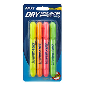 Vỉ 4 bút nhớ dòng AMOS DRY HIGHLIGHTER HLD4B1