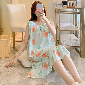 Váy ngủ nữ vải Cotton lanh lụa tự nhiên mềm mịn mát lạnh, đầm mặc nhà nữ tính mã VAV0279