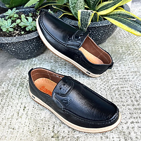 Giày lười nam da bò cao cấp Trường Hải 3 màu đen, nâu, vàng đế cao 3cm GL169N