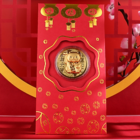(Tết 2023) Bao lì xì hình con Mèo mạ vàng, Bao lì xì Thần Tài quà tặng phong thủy, Tết Quý Mão-GD617-LiXi-MeoVang
