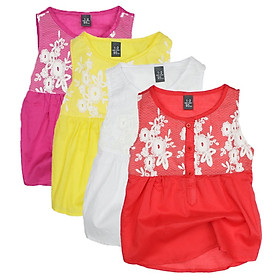 Áo cộc tay phối ren mặc mát cho bé gái 1-7 tuổi từ 10 đến 22 kg 00804-00806