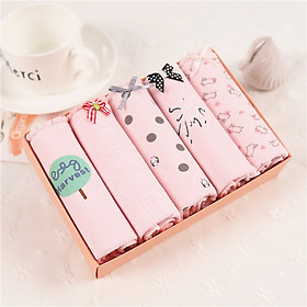 Bộ 5 Quần Lót Nữ Cotton Họa Tiết Dễ Thương Tặng Kèm Túi Zip Tiện Dụng - Nhiều Mẫu Hoạt Hình Trẻ Trung Vui Nhộn - Hàng chất lượng cao thoáng khí hút ẩm khô thoáng - Freesize