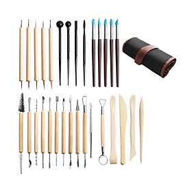 30 Pieces Polymer Clay Tools Pottery Modeling Smoothing for Beginners with Carrying Case DIY Ceramic Clay Carving Tool Set Clay Tools