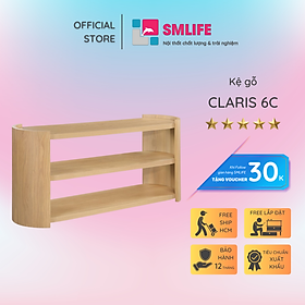 Mua Kệ gỗ 3 tầng trang trí hiện đại SMLIFE Claris 6C | D165 1 x R48 3 x C77 5cm | gỗ Cao Su và Veneer Sồi