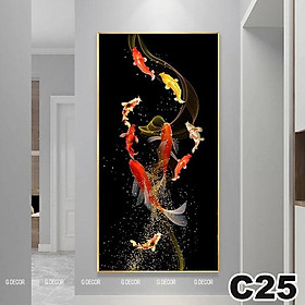 Tranh treo tường canvas 1 bức phong cách hiện đại Bắc Âu tranh cửu ngư quần hội trang trí phòng khách, phòng ngủ spa 25