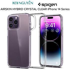 Ốp Lưng Trong Suốt Spigen Dành Cho iPhone 14 PRO MAX / 14 PRO / 14 PLUS / 14 AIRSKIN HYBRID CRYSTAL CLEAR - Hàng Chính Hãng