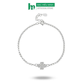 Lắc Tay Nữ Bạc Ta Cỏ 4 Lá Đính Đá May Mắn Bạc Hiểu Minh LTU576