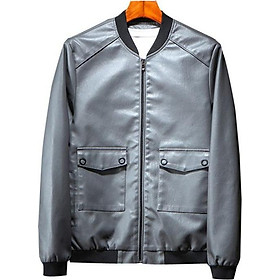 Men's Leather Clothing Coat Loose Erect Collar Casual Business Locomotive Leather Jacket