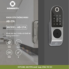 Khoá cửa cổng vân tay điện tử thông minh 2 chiều HOMEKIT AB-17A 4 chức năng mật khẩu, vân tay, thẻ từ, chìa khóa cơ dự phòng - Hàng chính hãng