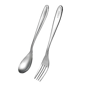 Lixada Titanium Spoon Fork Cutlery Set Lightweight Full Length Dinner Fork Spoon Home Outdoor Camping Hiking Backpacking (Spoon & Fork)