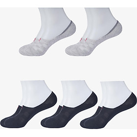 Combo 5 Đôi Tất Vớ Lười Nam, Sợi Cotton Cao Cấp Kháng Khuẩn, Chống Hôi, Silicon Chống Tụt Gót Chân - JM - MM