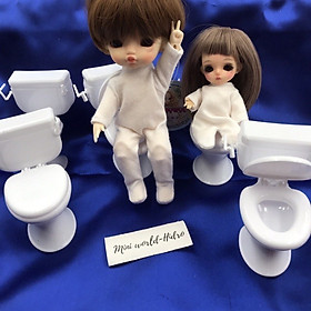 Đồ chơi mô hình Toilet bồn cầu nhà vệ sinh wc Mini tí hon dùng cho búp bê trang trí nhà búp bê Dollhouse, miniature