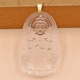Mặt Phật Đại Nhật Như Lai thủy tinh trắng size nhỏ 3.6cm MFBTT5 - phật bản mệnh tuổi Mùi, Thân