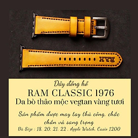 Dây đồng hồ da bò vegtan thảo mộc RAM Leather 1970 vàng tươi - tặng khóa chốt và cây thay dây