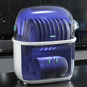 Mua Tủ Đựng Bát Đĩa & Khử Trùng Tia UV Có Nắp Đậy Cao Cấp - Kệ Đựng Chén Bát 2 Tầng Hàng Chính Hãng