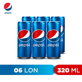 Lốc 6 Lon Nước Ngọt Có Gaz Pepsi 320ml lon