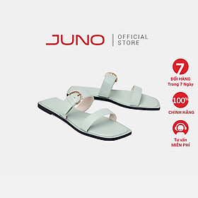 Dép Bệt Nữ 1cm Thời Trang JUNO Quai Ngang Phối Khóa Trang Trí SD01132