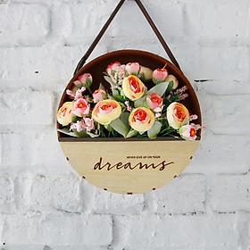 Giỏ Hoa Treo Tường Khắc Chữ Dream - Dùng Để Treo Tường, Trang Trí Nhà Cửa, Phòng Khách - Hoa Đi Kèm Ngẫu Nhiên