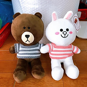 Gấu bông đôi Brown - Cony áo len 30cm cao cấp