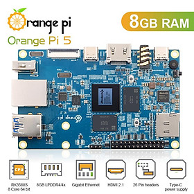 Orange PI 5 8GB RK3588S, mô -đun PCIe bên ngoài WiFi BT, SSD Gigabit Ethernet Máy tính bảng đơn, Run Android Debian OS Color: Có sẵn trong kho