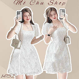 Hình ảnh ĐẦM XÒE REN HOA CỔ VUÔNG TAY PHỒNG
