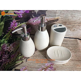 Mua Bộ phụ kiện nhà tắm bằng gốm sứ Bát Tràng: bình xịt  ống cắm bàn chải  khay đựng xà phòng