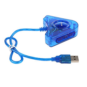 For PlayStation PS2 PSX To PC USB Dual Controller Converter Adapter Cable - Blue