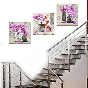 Mua Bộ ba tranh treo tường bình hoa mai tím tranh tráng gương cao cấp