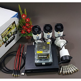 Bộ KIT Camera Dahua CVI vỏ sắt: 1 đầu ghi + 4 mắt thân trụ Hàng chính hãng