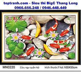 Mua Tranh thêu chữ thập cá chép hoa sen cửu ngư quần hội MN0220 chưa thêu