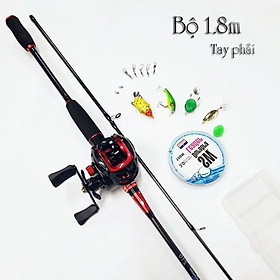 Bộ cần câu lure máy ngang cao cấp Crono tặng kèm dây câu lure và bộ mồi câu BCM18 - Ngang