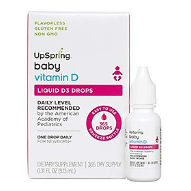 UpSpring Baby Vitamin D3 Drops for Infants, 9.13mL 400 IU Concentrated Dye-Free D3 Supplement Babies and Toddlers, 365 Day Supply, Liquid Vitamin D for Babies, Easy to Use Squeeze Bottle Dropper