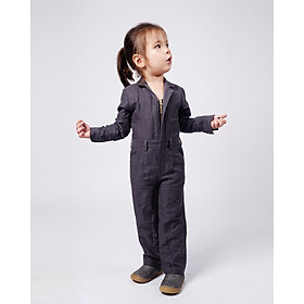 Jumpsuit Trẻ em Unisex_ Yvette LIBBY N'guyen Paris_VOYAGER_Màu Xám (Volcanic Glass), Vải lanh cao cấp viền cotton lụa Ý