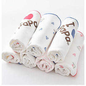 Khăn xô sữa cho bé I love PapaMama loại đẹp (túi 6c) 25*25cm