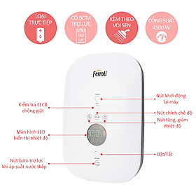 Mua Bình nước nóng trực tiếp Ferroli Slim Divo SDP 4.500W  hiển thị điện tử  có bơm tăng áp - Hàng Chính Hãng