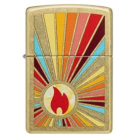 Bật lửa Zippo Beaming Flame Design - Dòng Street Brass Vàng Đồng Cổ Điển Chính Hãng Mỹ, Chống Gió Cao Cấp